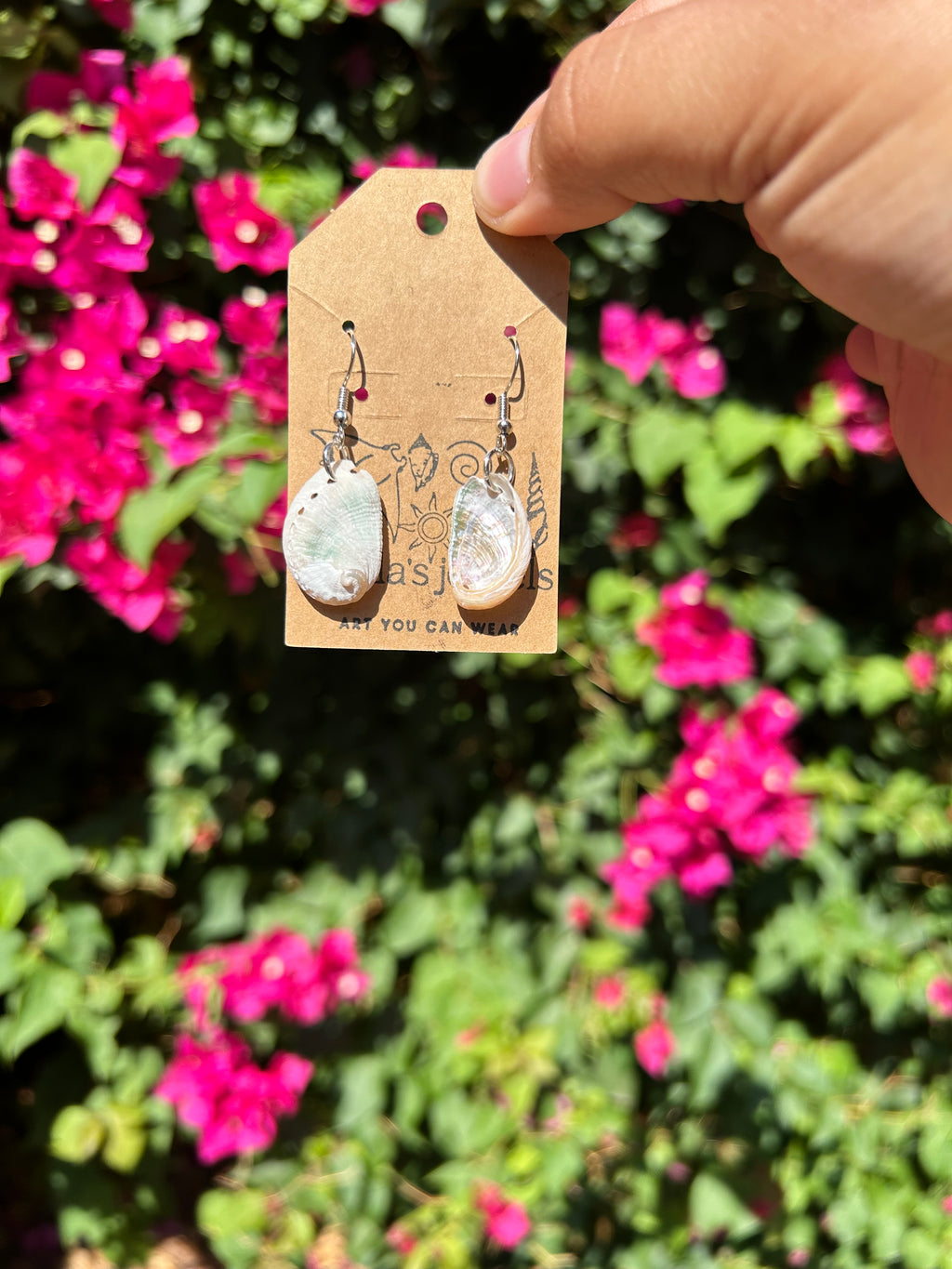 Baby abalone dangle earrings (silver)