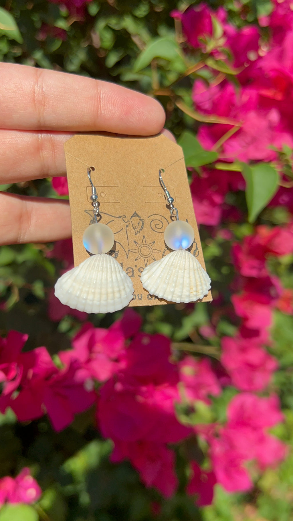 Moonstone shell earrings