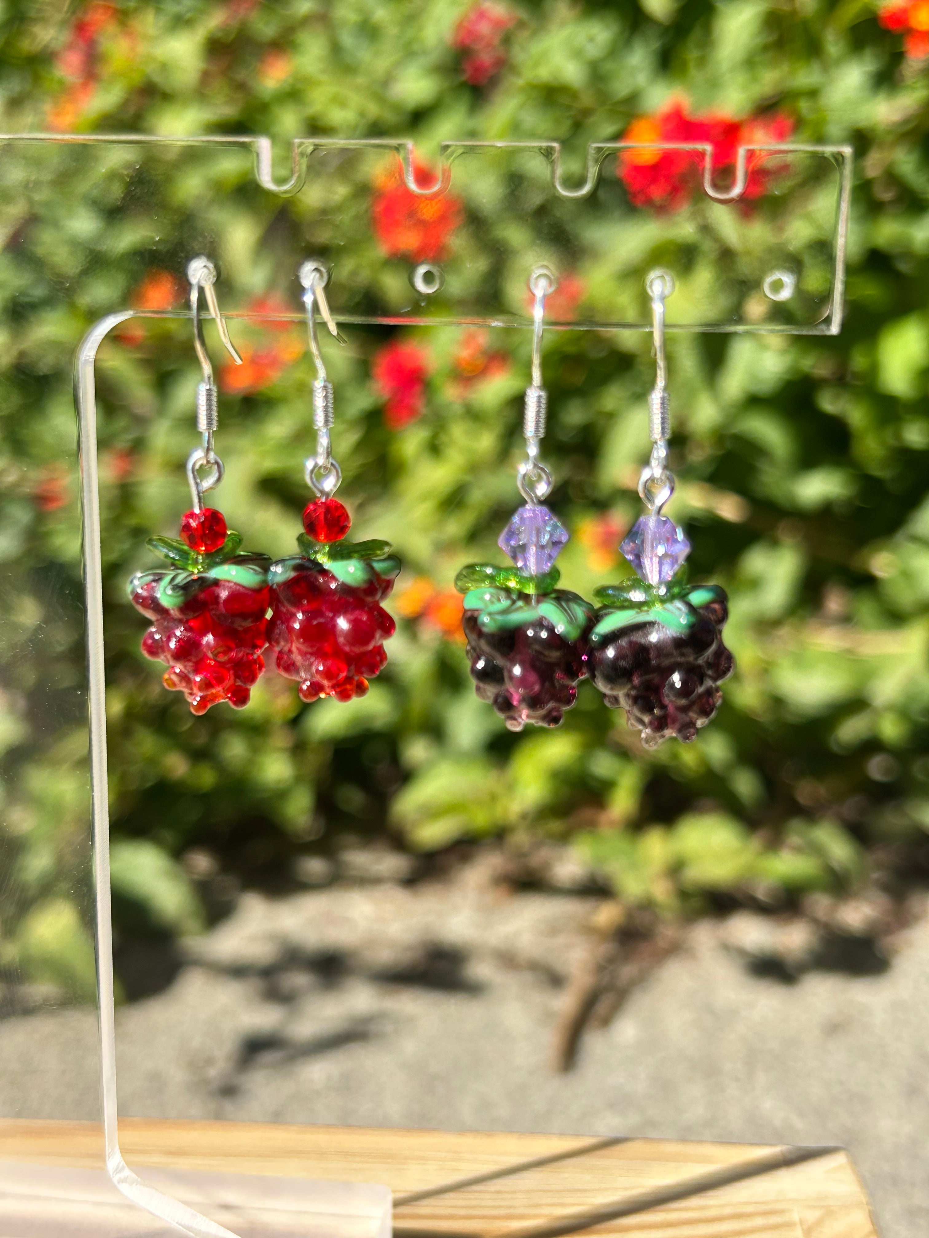 Raspberry & Grape earrings