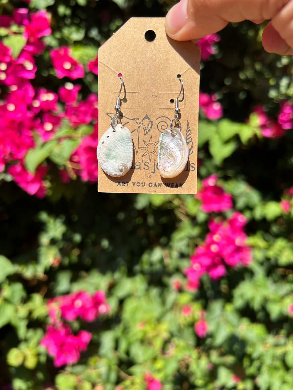 Baby abalone dangle earrings (silver)