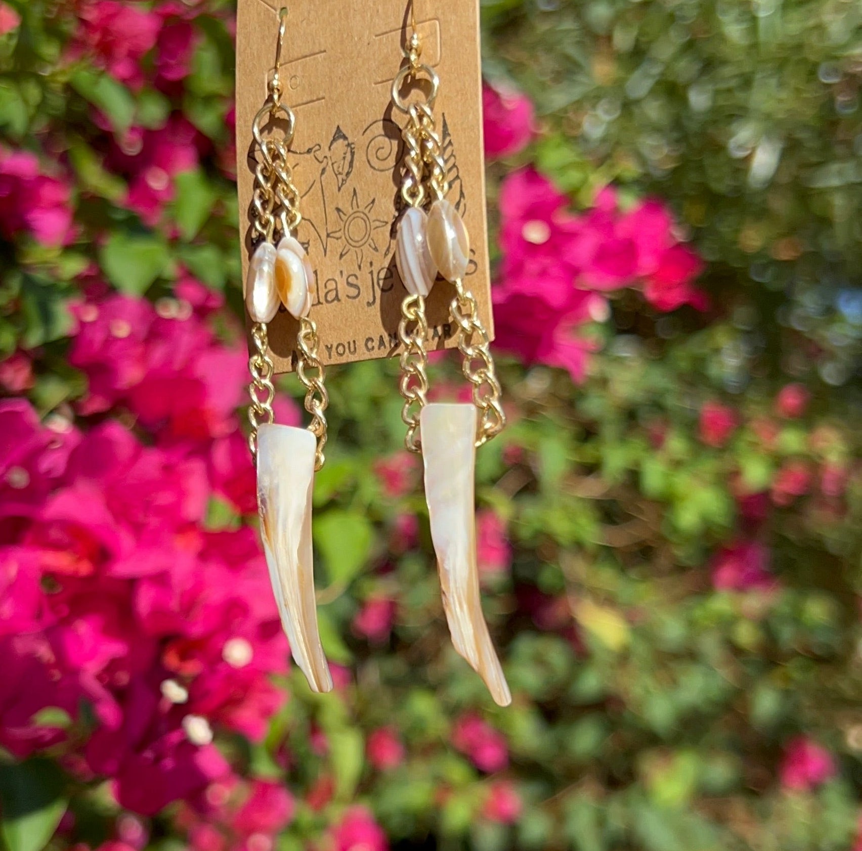 Chained pearl shard earrings