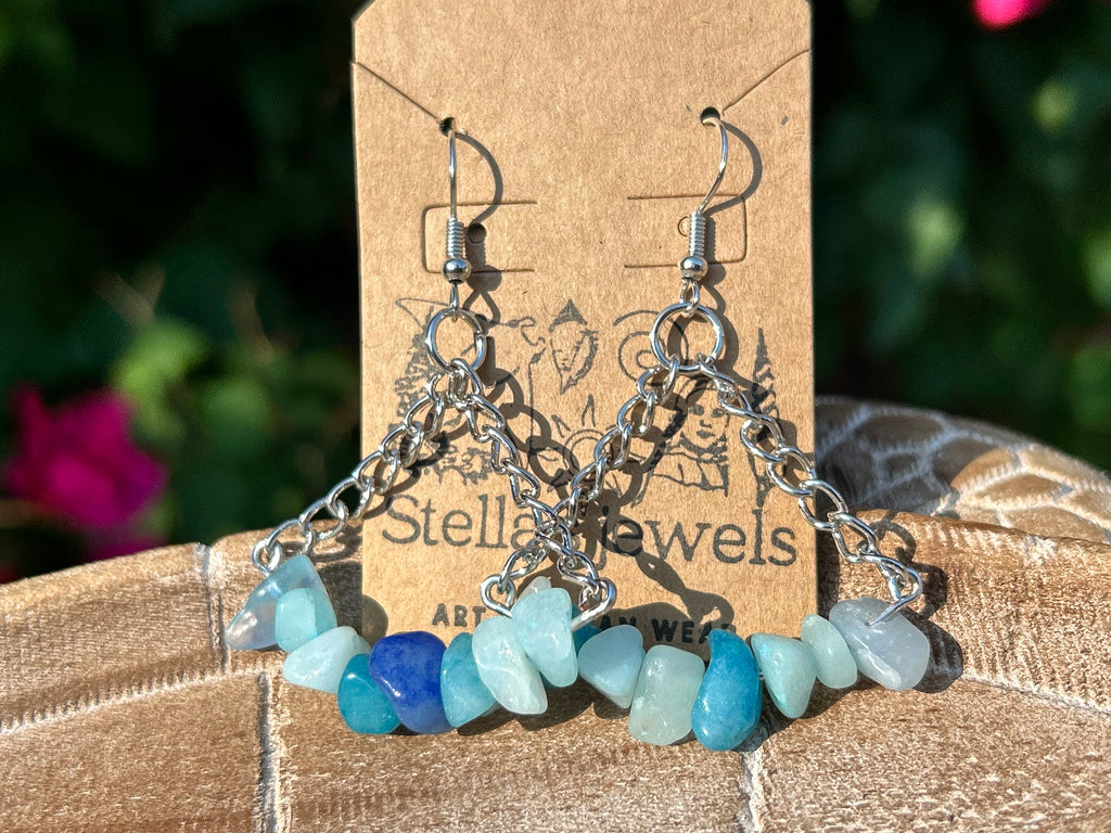 Chained in aquamarine earrings