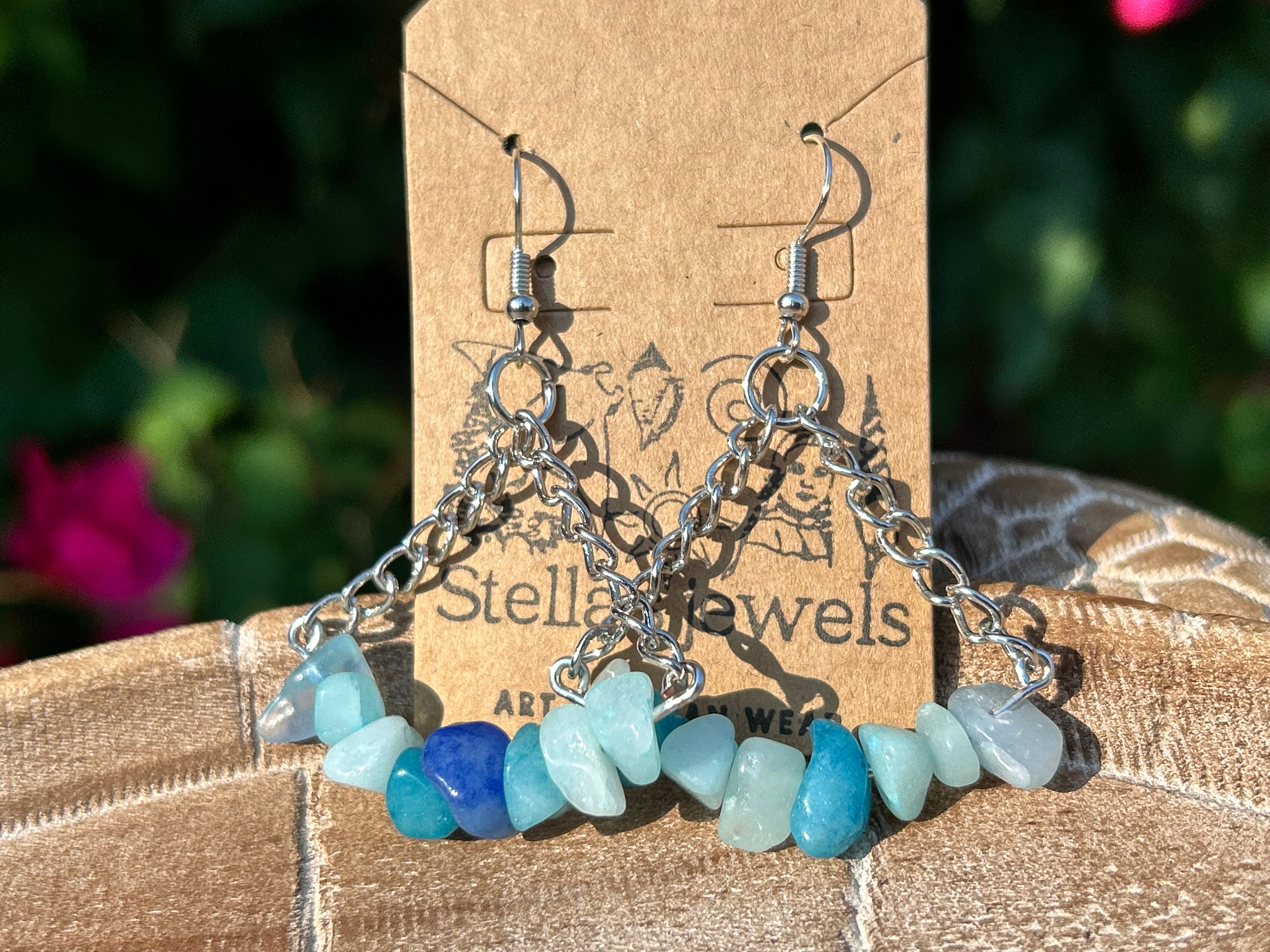 Chained in aquamarine earrings