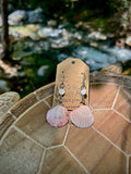 Light pink calico shell earrings