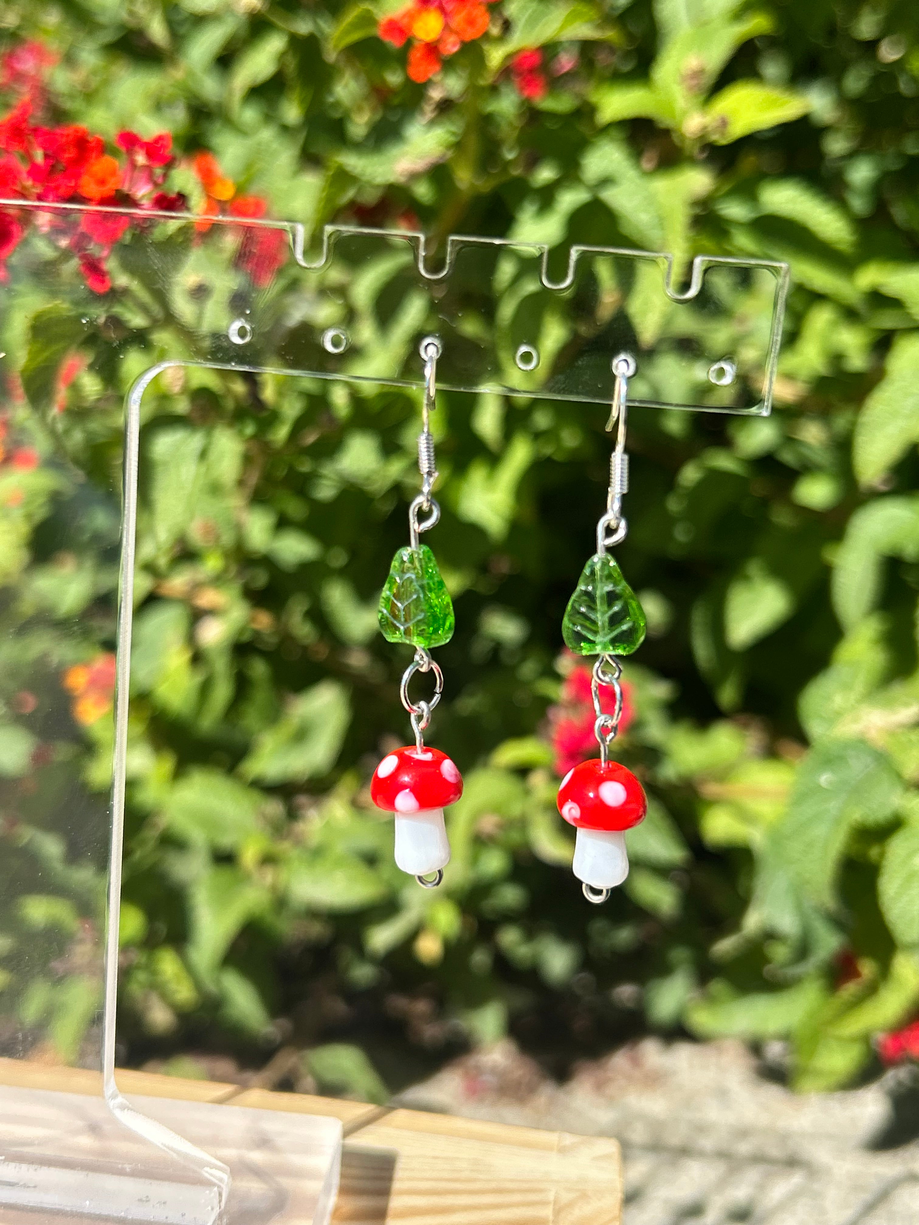 Leafy mushroom earrings