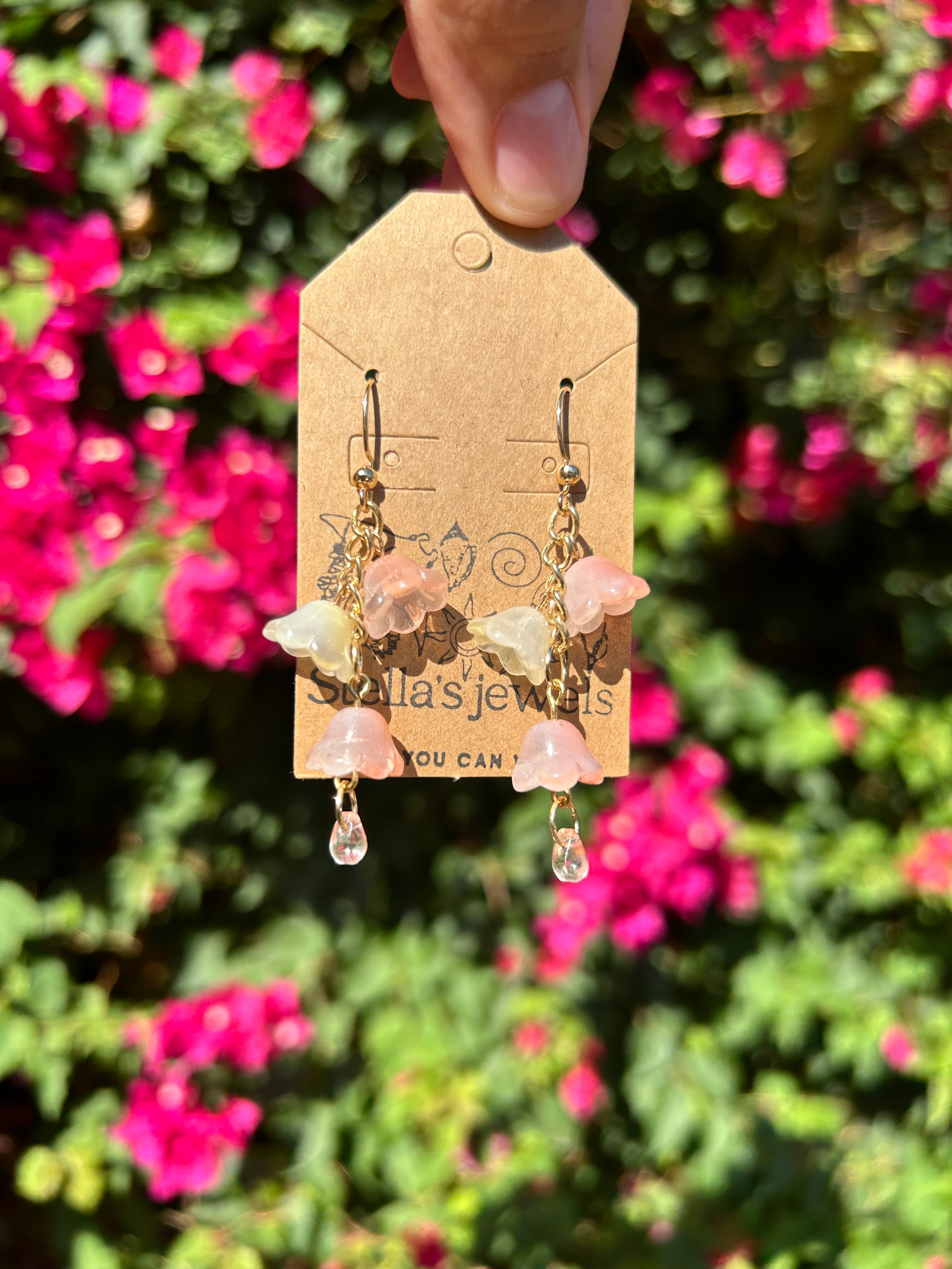 Orange rainy flower earrings