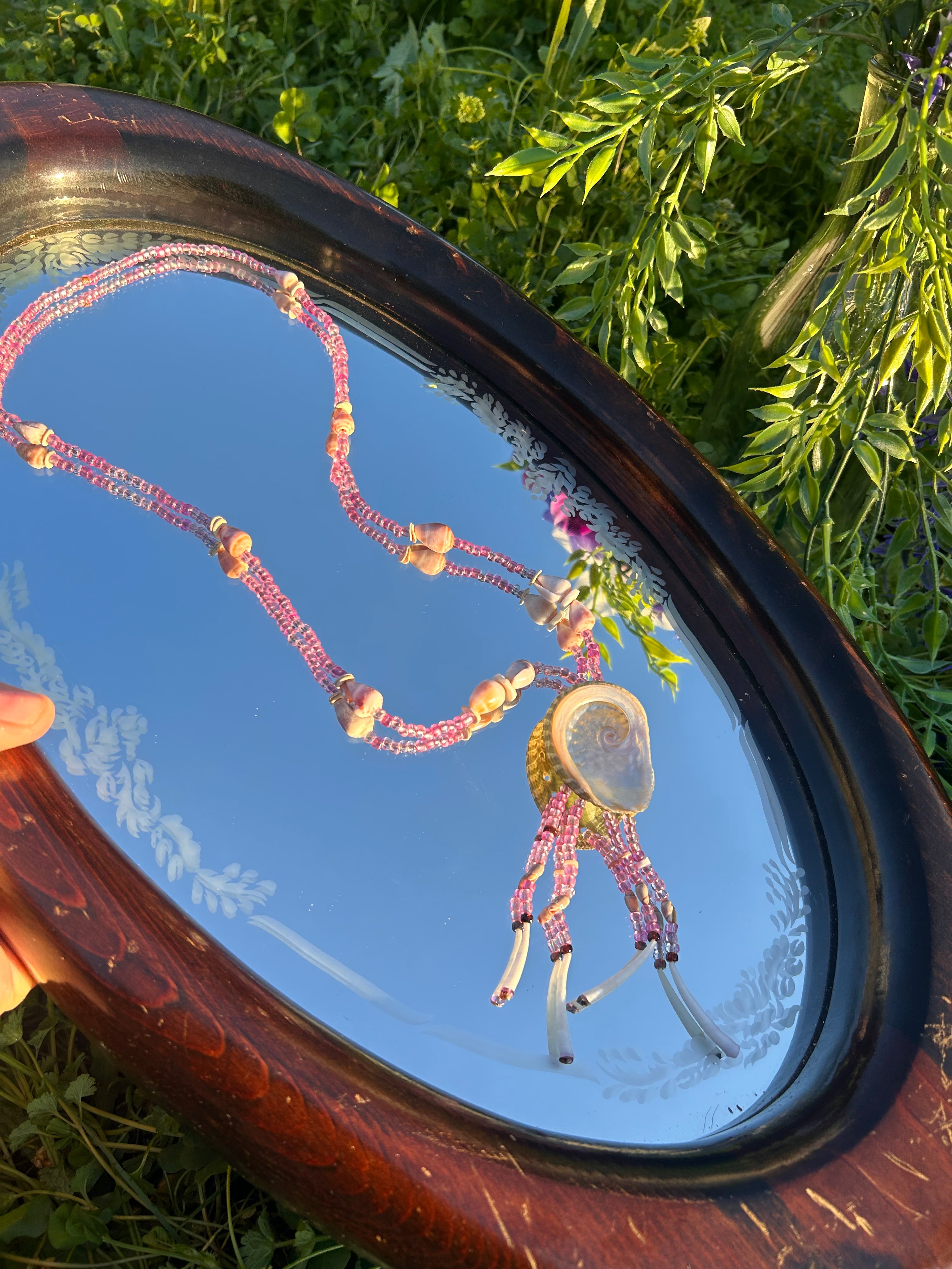 Pink abalone opaline necklace