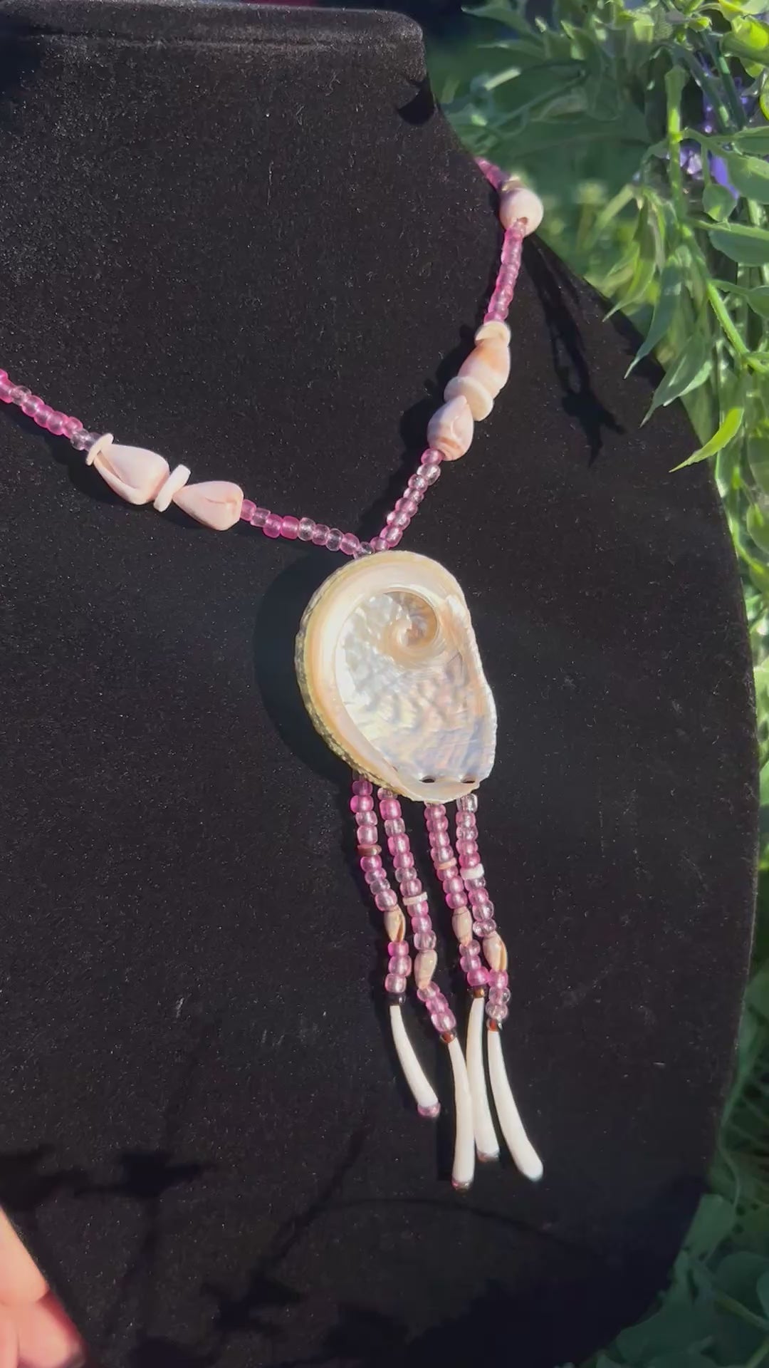 Pink abalone opaline necklace